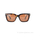 Trendy Unisexe Full Rim carré Stripe Tripe Grey Tortoise Top Quality Acetate Sunglasses